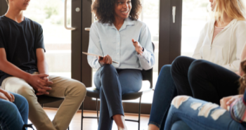 A group of students engaged in a discussion.